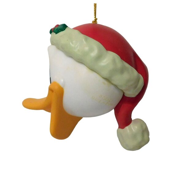 Disney Holiday Donald Duck Head Christmas Ornament Santa Hat Holly Enesco - Picture 4 of 7